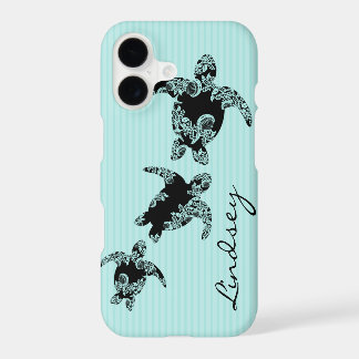 Tortues de mer Aqua Stripe avec nom
