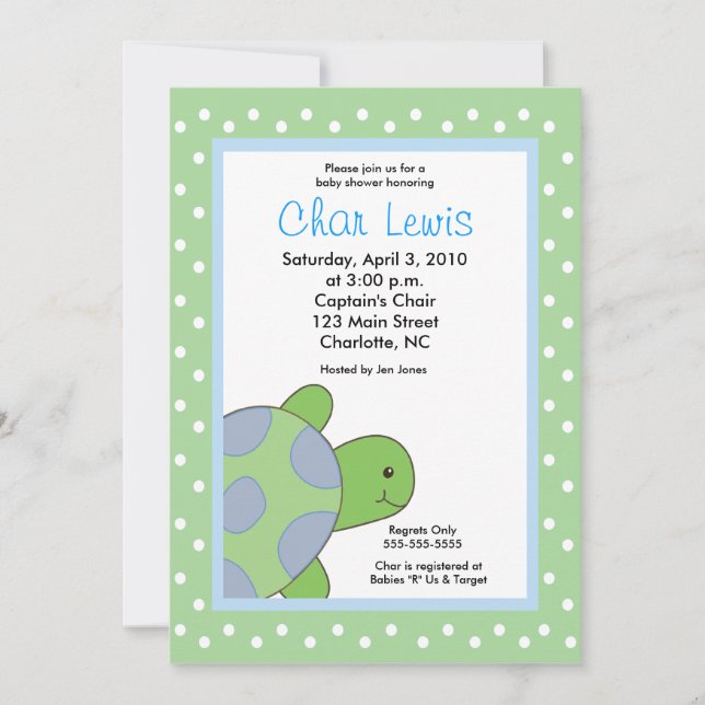 Tortues de mer Baby shower 5 x 7 invitation (Devant)
