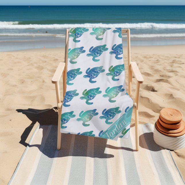 Tortues de mer Blue Green Serviette de plage perso (Créateur téléchargé)