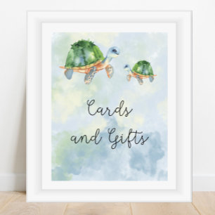 Tortues de mer - cartes et cadeaux poster baby sho