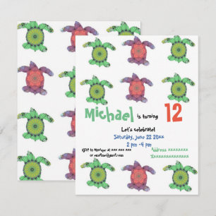 Tortues de mer, invitation de fête d'anniversaire