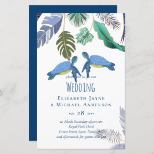 Tortues de mer Mariage bleu jaune