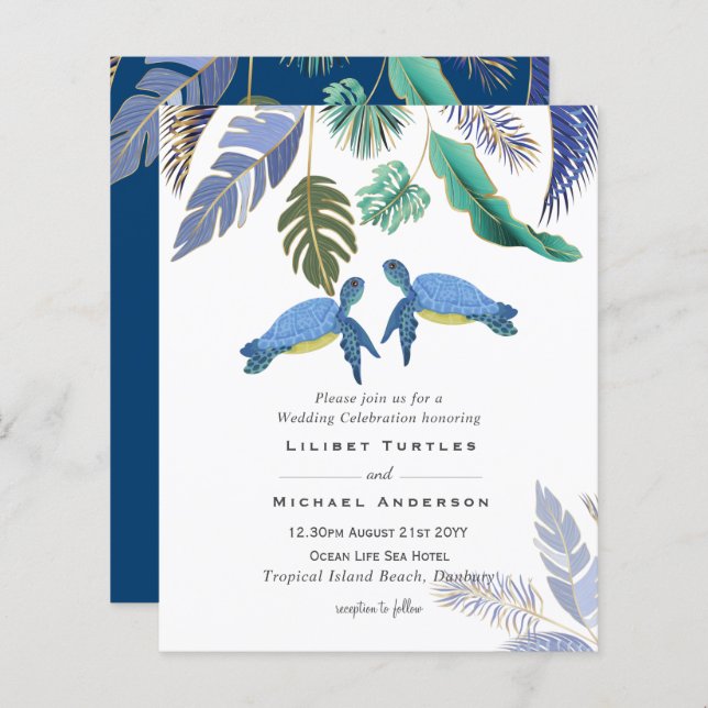 Tortues de mer Mariage bleu jaune (Devant / Derrière)