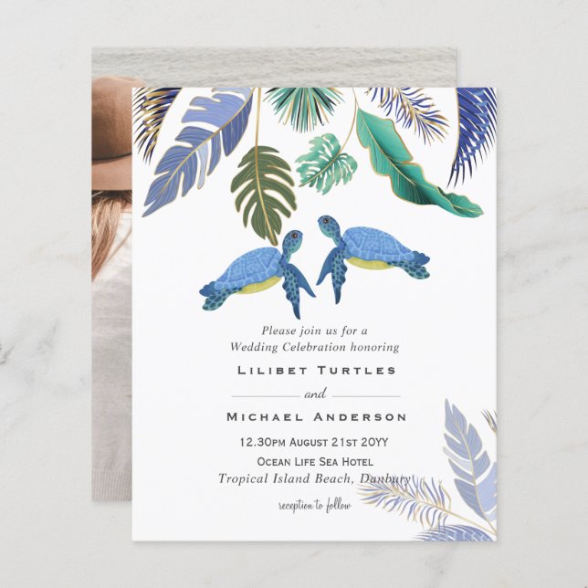 Tortues de mer Mariage bleu jaune (Devant / Derrière)