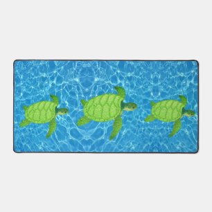 Tortues de mer vertes sur fond d'eau turquoise