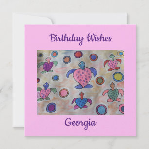 Tortues et cercles Carte d'anniversaire plat