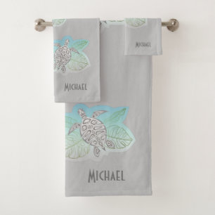 Tortues gris Vert Feuilles tropicaux