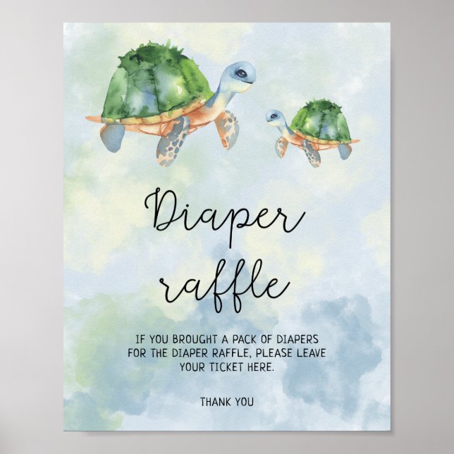 Tortues marines - Affiche de tombola de couches (Devant)