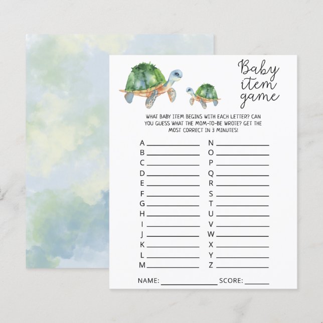 Tortues marines - Jeu d'objets pour bébé. Jeu de B (Devant / Derrière)