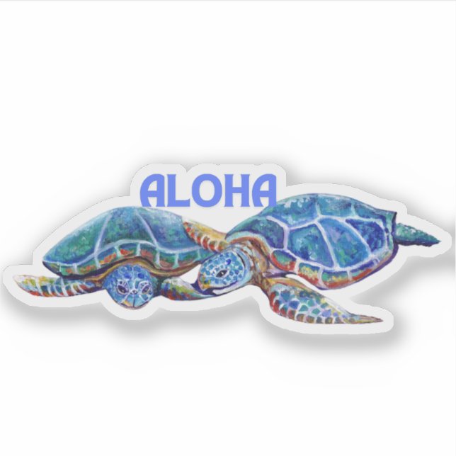 Tortues tenant Aloha Hawaiian Sticker (Devant)