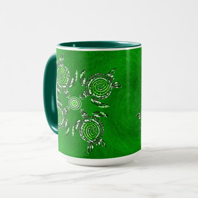 Tortues vertes Dot Art, Combo Coffee Mug (Devant gauche)