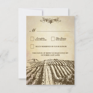 Toscan Winery Rustic Vineyard Wedding Cartes RSVP