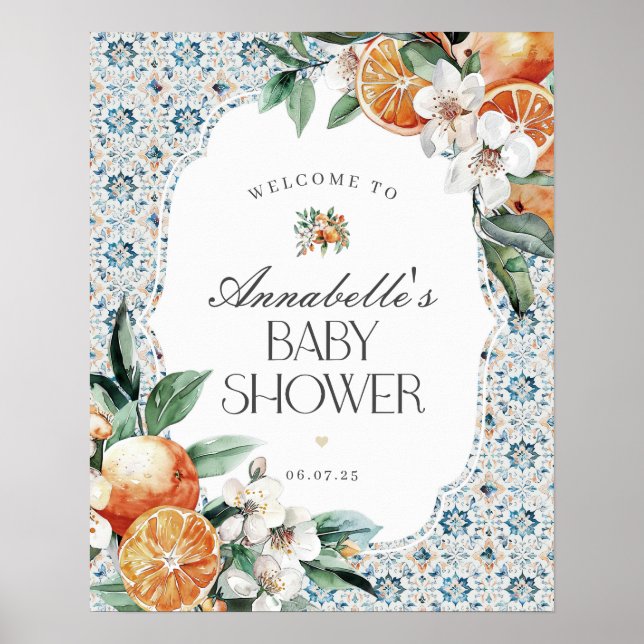 Toscane Carrelage italien Baby shower Affiche de b (Devant)