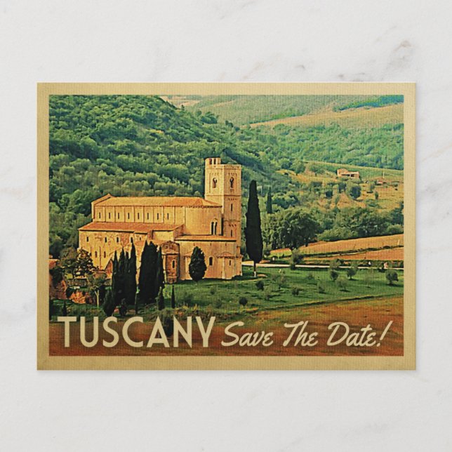 Toscane Enregistrer La Date Vintage Italie Cartes  (Devant)