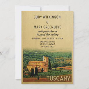 Toscane Faire-part de mariage Vintage Italie