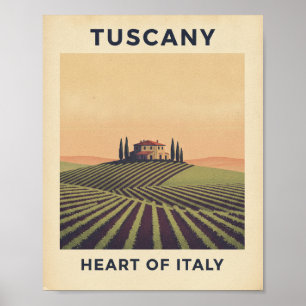 Toscane Italie Affiche de voyage vintage - Colline