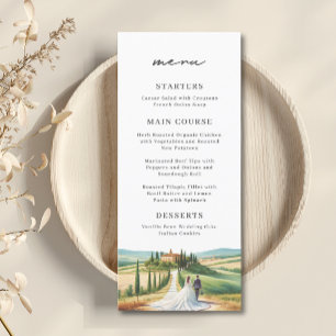 Toscane Italie Aquarelle Skyline Menu Mariage