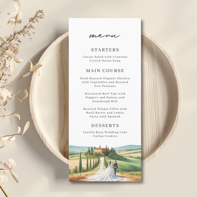 Toscane Italie Aquarelle Skyline Menu Mariage (Créateur téléchargé)