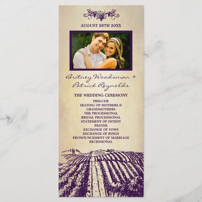 Toscane Vintage Vignoble Programmes de mariage (Devant)