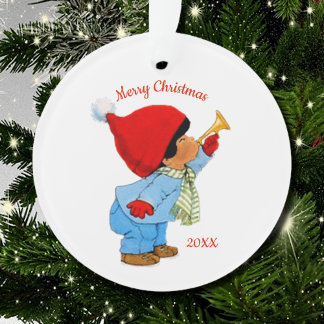 Tot de Noël ethnique mignon avec trompette