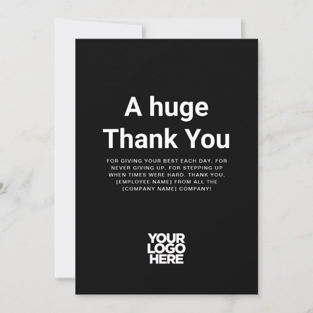 Total Merci noir N'importe quelle carte d'apprécia (Devant)