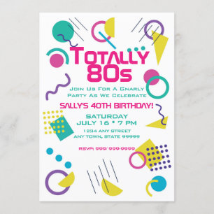 Totalement Gnarly 80s Anniversaire Fête Invitation