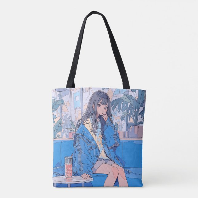 Tote Bag リバーシブル・トートバッグcafe｜寿司娘 GenerativeAI (Dos)