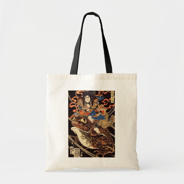 Tote Bag 侍と化け蛙, samouraïs de 国芳 et grenouille géante, (Devant)