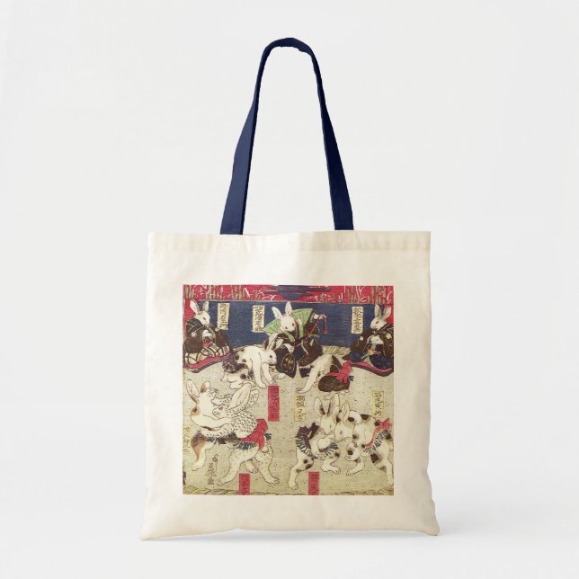 Tote Bag 兎 の 撲 相, 芳 lapins de Sumo, Yoshifuji, Ukiyo-e, 藤 (Devant)