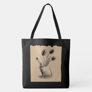 TOTE BAG 墨絵_チューリップとワイン