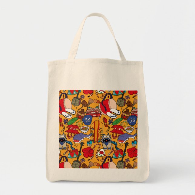 Tote Bag 沖縄 de fourre-tout d'illustration d'uchina de thème (Devant)