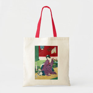 Tote Bag 猫 と 女, 国 周 Chat et Femme, Toyohara Kunichika, Ukiy