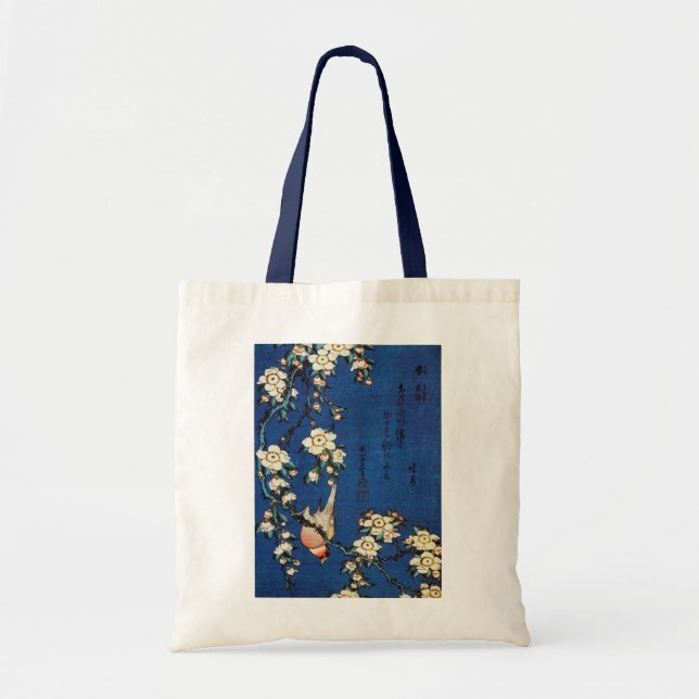 Tote Bag 鳥と枝垂桜, oiseau de 北斎 et cerisier pleurant, Hokusai (Devant)