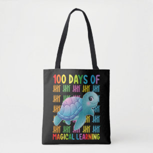 Tote Bag 100 jours d'apprentissage magique École de tortue
