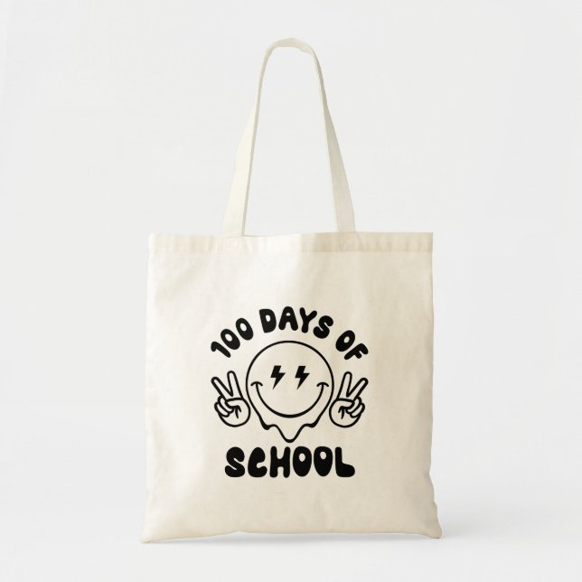 Tote Bag 100 Jours De Smiley Rétro Smiley Visage (Devant)