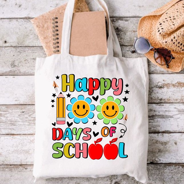 Tote Bag 100 jours d'école. appréciation du professeur .pro (happy 100 days of school tote bags, teacher gift, teacher appreciation tote bag)