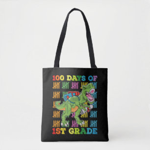 Tote Bag 100 jours d'école en 1re année T Rex Dinosaur Scho