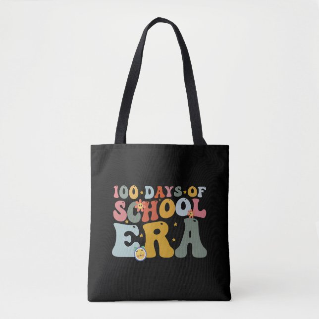 Tote Bag 100 jours d'école ère groovy enseignant enfants (Devant)