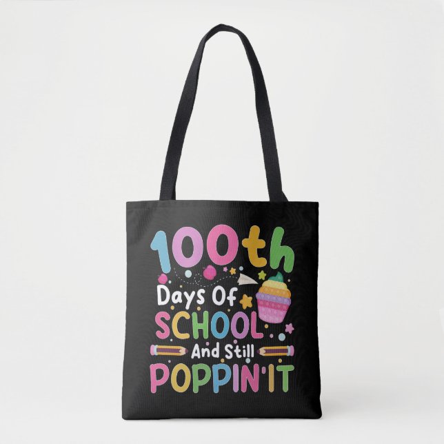 Tote Bag 100 jours d'école et fille toujours branchée  (Devant)