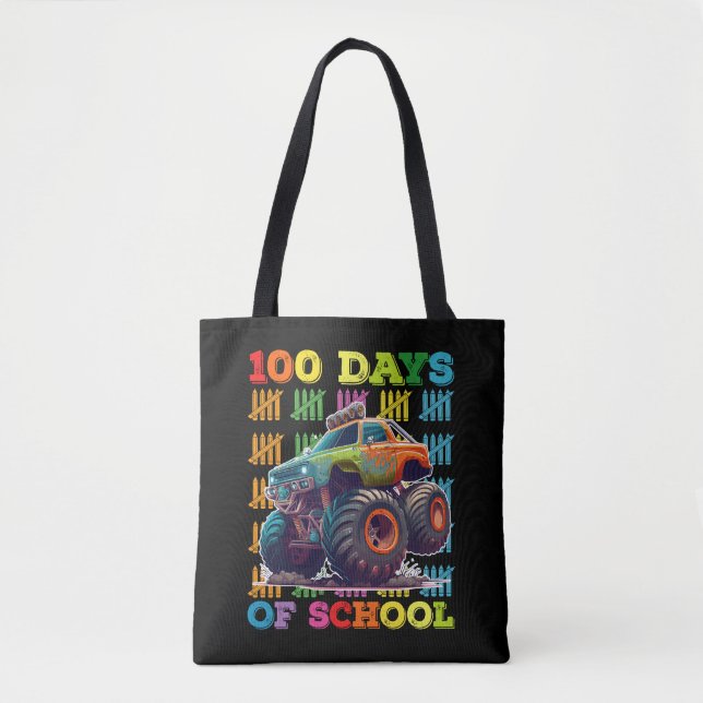 Tote Bag 100 Jours D'École Monster Truck Enseignant Étudian (Devant)