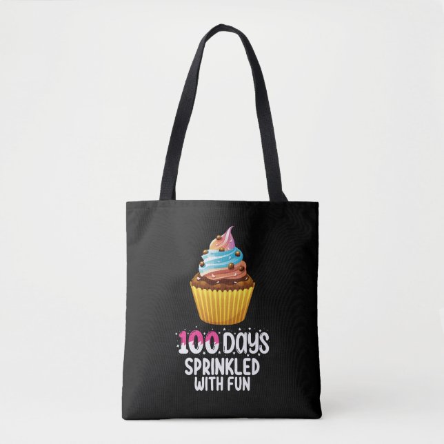 Tote Bag 100 jours parsemés de gâteau cupcake d'école amusa (Devant)