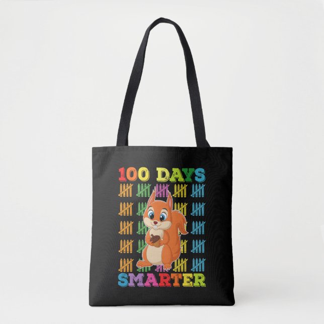 Tote Bag 100 Jours Smarter Squirrel 100e Jour De L'École (Devant)