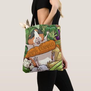 Tote Bag 100% Veggie Joyeux Cochon De Guinée Avec Carotte