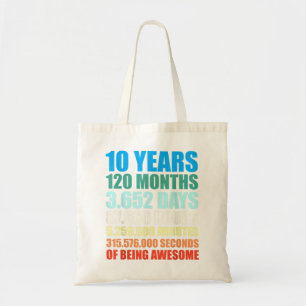 Tote Bag 10e Birthday Venin Boy 10 Years Beg Awesome