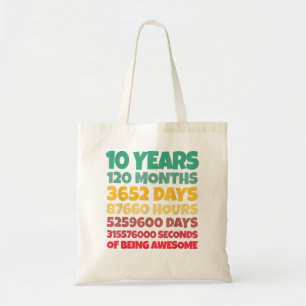 Tote Bag 10e Birthday Venin Boy 10 Years Beg Awesome