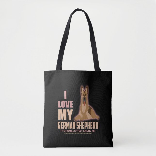 Tote Bag 11 J'aime Mon berger allemand C'est des humains qu (Devant)