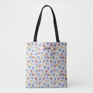 Tote Bag 123 Numéros Rouge Jaune Bleu Bleu Blancs Binary