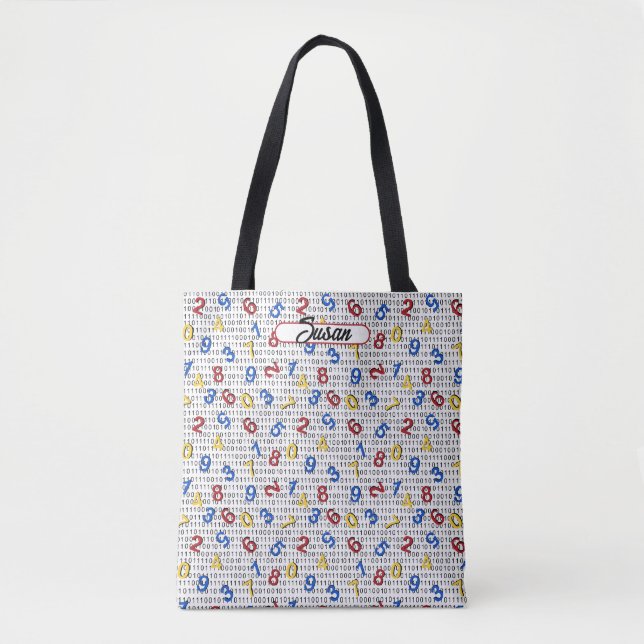 Tote Bag 123 Numéros Rouge Jaune Bleu Bleu Blancs Binary (Devant)