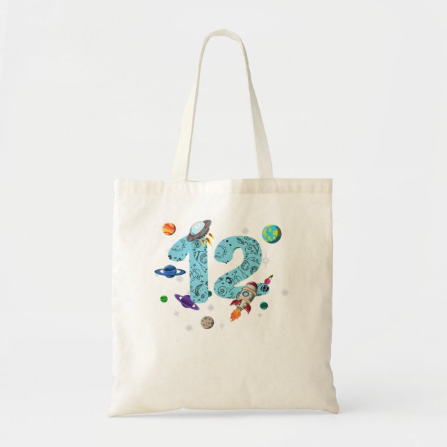 Tote Bag 12 ans Anniversaire Cadeaux de garçon Espace 12e a (Devant)