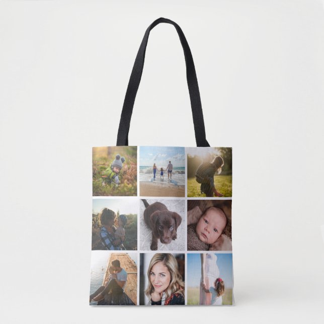 Tote Bag 12 Carré Photo Collage ou Instagram Photo (Devant)